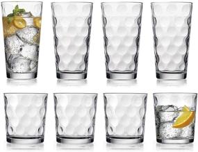 img 4 attached to Home Essentials & Beyond Glassware Drinking Glasses Set of 8 - 4 Highball (17 oz.) & 4 Rocks Glass Cups (13 oz.) for Water, Juice, Cocktails - Kitchen Glassware