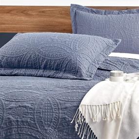img 2 attached to 🛏️ Love's Cabin King Size Quilt Set - Soft Blue Bedspreads for a Cozy Summer Bed - Modern Coin Pattern Bedspread - Lightweight Microfiber Material - All-Season 3-Piece Set (1 Quilt, 2 Pillow Shams)