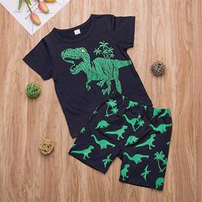 img 3 attached to Guyay Kids Baby Boys Summer Cartoon Outfits - Dinosaur Print T-Shirt + Shorts Pant - Short Sleeve Casual Set