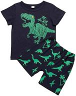 guyay kids baby boys summer cartoon outfits - dinosaur print t-shirt + shorts pant - short sleeve casual set logo