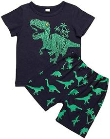 img 4 attached to Guyay Kids Baby Boys Summer Cartoon Outfits - Dinosaur Print T-Shirt + Shorts Pant - Short Sleeve Casual Set