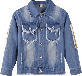 img 3 attached to 💙 LSERVER Denim Jacket for Girls, Jean Jacket for Kids, Girls' Embroidered Coats Outwear