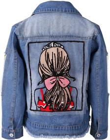 img 4 attached to 💙 LSERVER Denim Jacket for Girls, Jean Jacket for Kids, Girls' Embroidered Coats Outwear