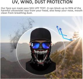 img 2 attached to JOEYOUNG Skull Face Mask UV Sun Dust Neck Gaiter Bandana Headwear for Motorcyclists