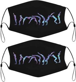 img 4 attached to Back Handspring Progression Silhouette Gymnastics Kids Face Mask Set: Adjustable Black Cloth Bandanas for Adults and Fashionable Designs