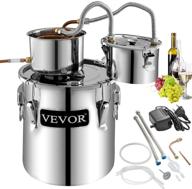 vevor 9.6gal/ 38l stainless steel water alcohol distiller copper tub home brewing kit with build-in thermometer, ideal for diy whisky, wine, and brandy - silver logo