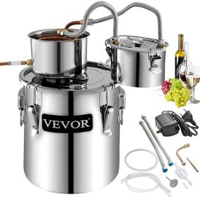 img 4 attached to VEVOR 9.6Gal/ 38L Stainless Steel Water Alcohol Distiller Copper Tub Home Brewing Kit with Build-in Thermometer, Ideal for DIY Whisky, Wine, and Brandy - Silver