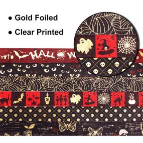 img 1 attached to 🎃 Halloween Washi Tape Pack - 6 Rolls of 15mm Gold and Black Foil Washi Tape with Bat, Ghost, and Bones Patterns - Halloween Wrapping Tape Assortment for DIY Halloween Holiday Decorations