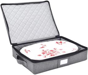 img 4 attached to 🧺 Quilted and Padded Platter Storage Case, 16.5" x 12.5" Inside Dimensions – Structured Top, Bottom, and Sides, Includes Felt Dividers