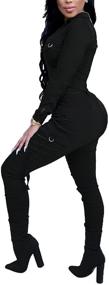img 3 attached to Women's Bodycon Jumpsuits - V Neck, Long Sleeve, High Waist, Slim Fit, Long Romper with Pockets and Belt