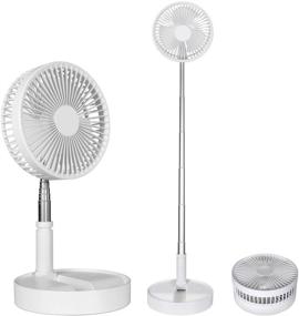 img 4 attached to 🌀 Compact & Convenient: Foldable Battery Operated Fan with 4 Speeds - Portable 8-inch Desk/Floor/Pedestal Fan