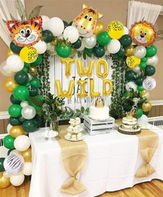 img 2 attached to 🦁 Wildly Fun Jungle Theme 2nd Birthday Party Supplies – Safari Balloons Garland Arch Kit, TWO WILD Animal Balloons, and Vibrant Green Artificial Palm Leaves