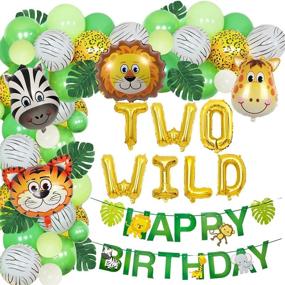 img 4 attached to 🦁 Wildly Fun Jungle Theme 2nd Birthday Party Supplies – Safari Balloons Garland Arch Kit, TWO WILD Animal Balloons, and Vibrant Green Artificial Palm Leaves