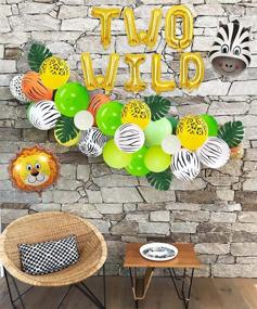 img 1 attached to 🦁 Wildly Fun Jungle Theme 2nd Birthday Party Supplies – Safari Balloons Garland Arch Kit, TWO WILD Animal Balloons, and Vibrant Green Artificial Palm Leaves