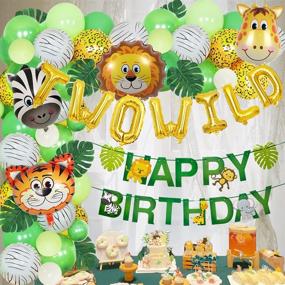 img 3 attached to 🦁 Wildly Fun Jungle Theme 2nd Birthday Party Supplies – Safari Balloons Garland Arch Kit, TWO WILD Animal Balloons, and Vibrant Green Artificial Palm Leaves