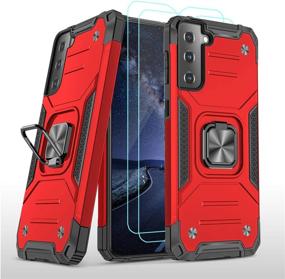 img 4 attached to Galaxy S21 Case （Not Fit S21 Plus With 2Pcs Tempered Glass Screen Protector Hybrid Shockproof 360 Rotating Ring Holder Kickstand Car Mount Heavy Duty Protection Cover For Samsung S21 5G -RED