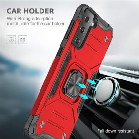 img 3 attached to Galaxy S21 Case （Not Fit S21 Plus With 2Pcs Tempered Glass Screen Protector Hybrid Shockproof 360 Rotating Ring Holder Kickstand Car Mount Heavy Duty Protection Cover For Samsung S21 5G -RED