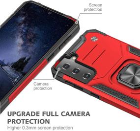 img 2 attached to Galaxy S21 Case （Not Fit S21 Plus With 2Pcs Tempered Glass Screen Protector Hybrid Shockproof 360 Rotating Ring Holder Kickstand Car Mount Heavy Duty Protection Cover For Samsung S21 5G -RED