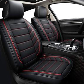 img 4 attached to 🚗 Black and Red Seat Covers - Full Set for Focus Fusion Fiesta Venue Explorer Edge Renegade Liberty Patriot Compass Grand Cherokee - Cars, SUVs, Trucks