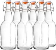 🍺 bellemain 16oz clear swing top grolsch glass bottles - ideal for brewing kombucha, kefir, and beer (6 pack) logo