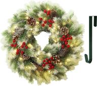 🎄 juegoal 16 inch pre-lit christmas wreath: mountain fir pine needle with 40 warm white led lights - indoor/outdoor x-max decorations logo