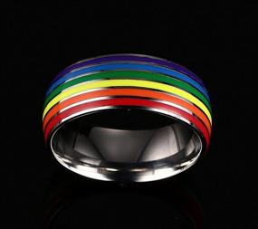 img 2 attached to Nanafast Rainbow LGBT Pride Ring: Stylish 8mm 🌈 Stainless Steel Enamel Band for Lesbian & Gay Wedding