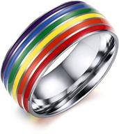 nanafast rainbow lgbt pride ring: stylish 8mm 🌈 stainless steel enamel band for lesbian & gay wedding logo