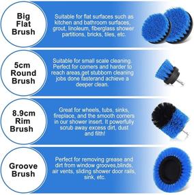 img 2 attached to 🧽 Herrfilk Power Scrubber Cleaning Brush Attachment Set with Extend Long Attachment - Ideal for Bathroom, Shower, Grout, Tiles, Kitchen, Car, Sofa Corners, Grill - 6 Piece Kit in Blue