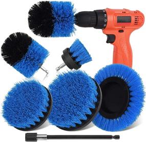 img 4 attached to 🧽 Herrfilk Power Scrubber Cleaning Brush Attachment Set with Extend Long Attachment - Ideal for Bathroom, Shower, Grout, Tiles, Kitchen, Car, Sofa Corners, Grill - 6 Piece Kit in Blue