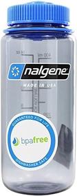 img 2 attached to 💧 Nalgene Tritan 16oz Plastic Water Bottle Gray w/Blue Cap: Wide Mouth 2-Pack - Hydration Made Easy!