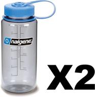 💧 nalgene tritan 16oz plastic water bottle gray w/blue cap: wide mouth 2-pack - hydration made easy! логотип