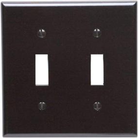 img 1 attached to 🔲 Leviton 2-Gang Brown Toggle Device Switch Wall Plate - Standard Thermoset Design