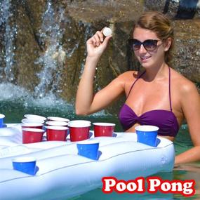 img 3 attached to 🏊 6-Foot GoPong Original Pool Party Barge Floating Beer Pong Table with Built-in Cooler - White (PB-01)