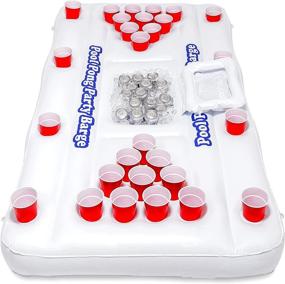 img 4 attached to 🏊 6-Foot GoPong Original Pool Party Barge Floating Beer Pong Table with Built-in Cooler - White (PB-01)