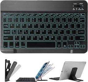 img 1 attached to 🔋 Coastacloud Ultra Slim Backlit Wireless Bluetooth Keyboard with 7-Colors, Universal Portable Keyboard with Stand for iPad iPhone Samsung iOS Android Windows Tablets Phones - Rechargeable and Optimized for SEO