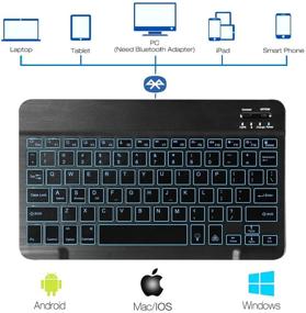 img 3 attached to 🔋 Coastacloud Ultra Slim Backlit Wireless Bluetooth Keyboard with 7-Colors, Universal Portable Keyboard with Stand for iPad iPhone Samsung iOS Android Windows Tablets Phones - Rechargeable and Optimized for SEO