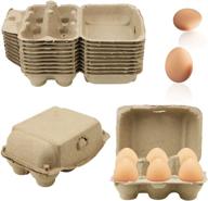 convenient skppc brown empty egg cartons - 20 pack pulp fiber holder for 6 eggs, ideal for family, farm, market, camping, picnic, travel логотип