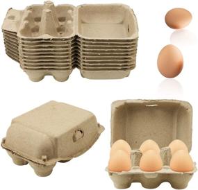 img 3 attached to Convenient SKPPC Brown Empty Egg Cartons - 20 Pack Pulp Fiber Holder for 6 Eggs, Ideal for Family, Farm, Market, Camping, Picnic, Travel