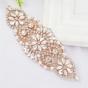 img 3 attached to 💎 Rose Gold Waist Belt with Iron-on Patches and Rhinestone Trim for Women's Wedding, Bride Garter Belt