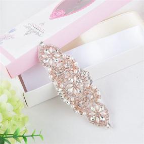 img 1 attached to 💎 Rose Gold Waist Belt with Iron-on Patches and Rhinestone Trim for Women's Wedding, Bride Garter Belt