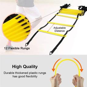 img 3 attached to 🏃 Enhance Speed, Strength, and Coordination with KizmetKare Soccer Speed Training Agility Ladder Set - Includes 6 Cones, Resistance Parachute, and 4 Hooks. Ideal for Football, Basketball, Rugby, Track Field Drill