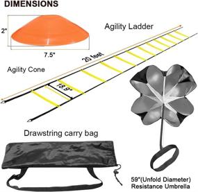 img 1 attached to 🏃 Enhance Speed, Strength, and Coordination with KizmetKare Soccer Speed Training Agility Ladder Set - Includes 6 Cones, Resistance Parachute, and 4 Hooks. Ideal for Football, Basketball, Rugby, Track Field Drill