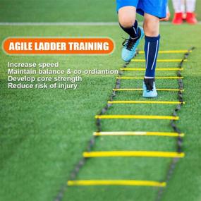 img 2 attached to 🏃 Enhance Speed, Strength, and Coordination with KizmetKare Soccer Speed Training Agility Ladder Set - Includes 6 Cones, Resistance Parachute, and 4 Hooks. Ideal for Football, Basketball, Rugby, Track Field Drill