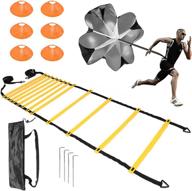 🏃 enhance speed, strength, and coordination with kizmetkare soccer speed training agility ladder set - includes 6 cones, resistance parachute, and 4 hooks. ideal for football, basketball, rugby, track field drill logo