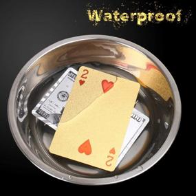 img 2 attached to 🃏 Joyoldelf 2 Decks of Waterproof 24k Playing Cards - Dollar Pattern, in Gift Box (Gold and Silver)