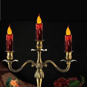 img 3 attached to 🕯️ Timer-Enabled, Battery Operated Flickering Taper Candles (4 PCS) - 6-3/4 Inch Burgundy Real Wax, for Country Primitive Flameless Lights Décor in Kitchen, Bedroom, Dining, Church