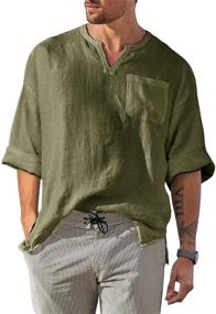 img 4 attached to Henley Sleeve Casual Hippie Pocket Men's Clothing for Shirts