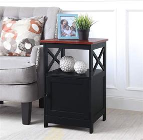 img 2 attached to 🍒 Cherry/Black Oxford End Table with Cabinet by Convenience Concepts: A Convenient Choice