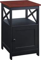 🍒 cherry/black oxford end table with cabinet by convenience concepts: a convenient choice logo