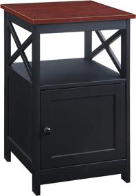 img 4 attached to 🍒 Cherry/Black Oxford End Table with Cabinet by Convenience Concepts: A Convenient Choice